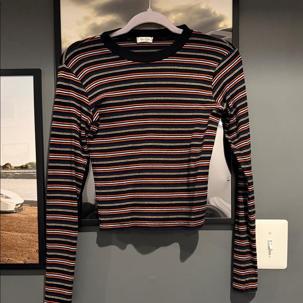 Brandy Melville Multicolor Striped Long Sleeve Tee